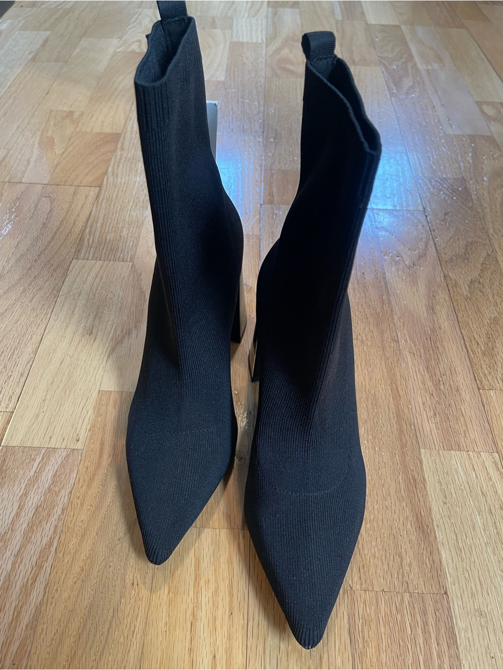 NWT Zara Black Pointed-Toe Stretch Sock Ankle Boots